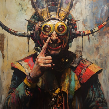 Crazy robot clown madman 