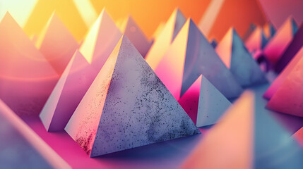 Background of a group of pyramids and geometric shapes