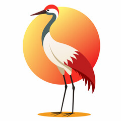 heron on sunset background silhouette vector illustration