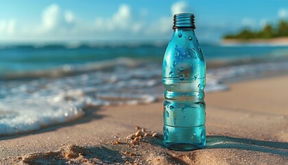 bottle on the beach, pollution 