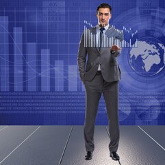 Man in stock exchange trading concept