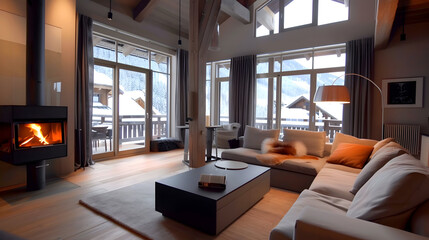 Cozy living room in contemporary interior