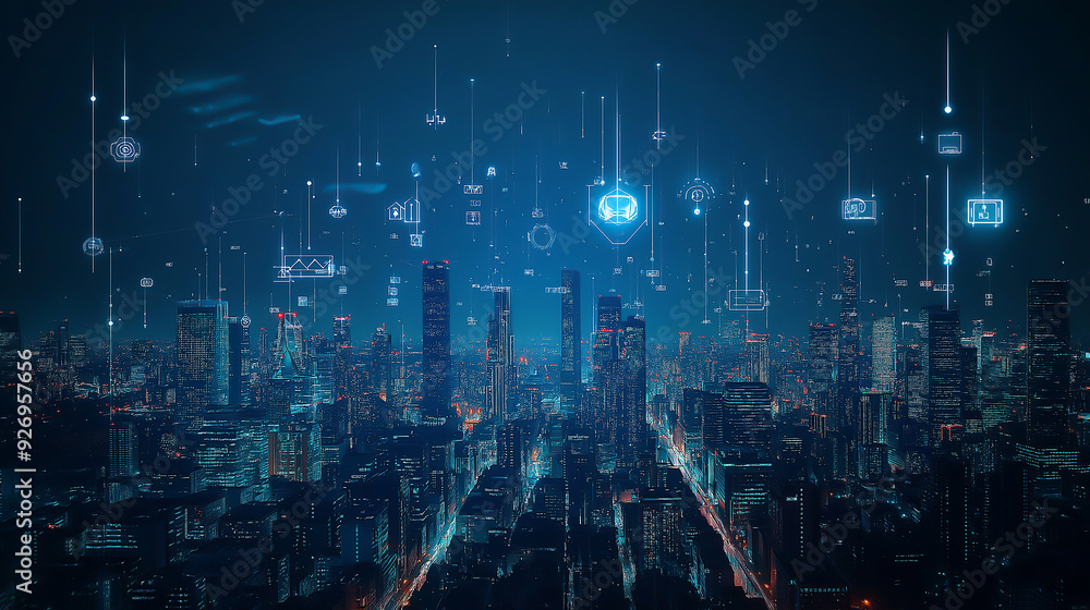 Poster abstract blue lines on a techy background for presentations or futuristic web design concepts