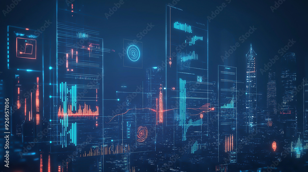 Poster abstract blue lines on a techy background for presentations or futuristic web design concepts