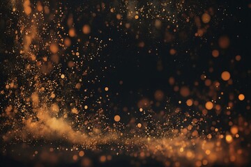 Fototapeta premium Golden Glittering Lights on Black Background