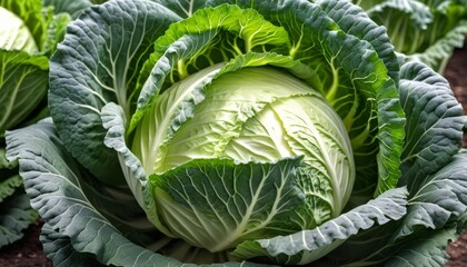 Fototapeta premium Fresh vibrant green cabbage leaves