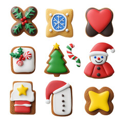 Delicious Christmas gingerbread cookies on a black background.