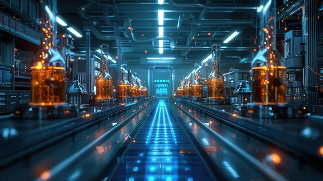 Futuristic AI Lab with Real-Time Data Processing Space for Text Overlay