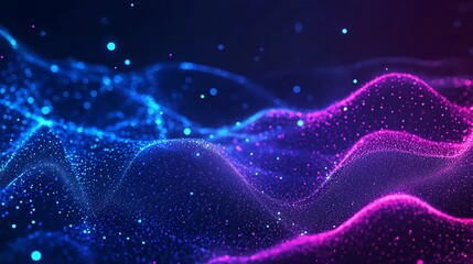 Obraz premium Abstract purple and blue glowing particles.