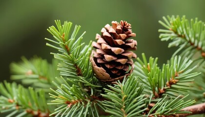  Natures intricate beauty  A pine cone nestled among vibrant green pine needles
