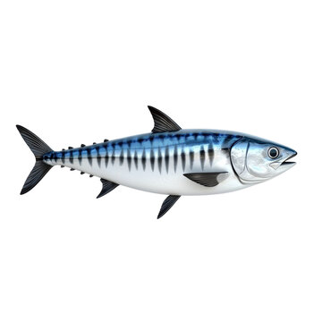 recommend clip art: Realistic illustration of a Spanish mackerel fish isolated on a black background.