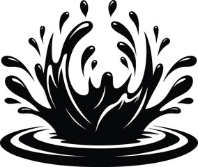 Water Splash illustration black and white