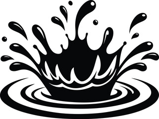 Water Splash illustration black and white