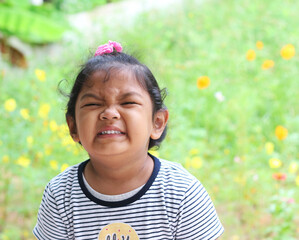 Close Up portrait of beautiful little girl asian cute