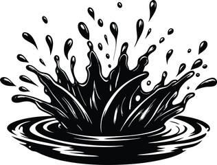 Water Splash illustration black and white
