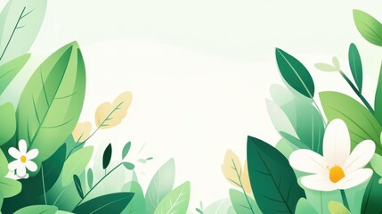 A vibrant green backdrop with fresh foliage, offering a serene space to highlight your design. Perfect for nature themes.