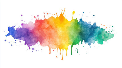 A vibrant rainbow splash in watercolor, bringing color and charm to any white canvas, perfect for modern decor.