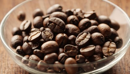 Fototapeta premium Aromatic coffee beans in a glass bowl