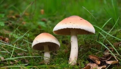  Natures delicate dance  two mushrooms in harmony