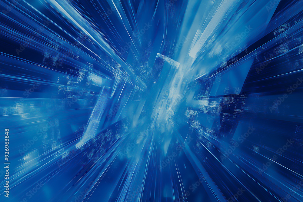 Poster abstract blue lines on a technology and ciyscape background for presentations or futuristic web desi