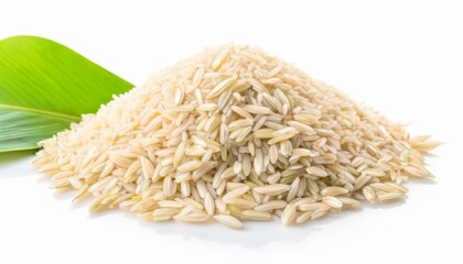  Natural and organic rice grains with a hint of green