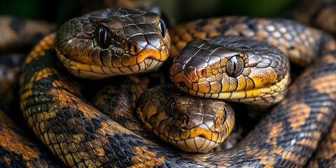 Fototapeta premium Close up of snakes tangled together