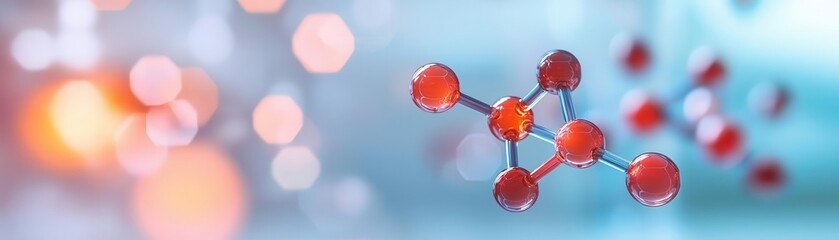 Intricate molecular structure of an organic chemical substance suspended in a glowing, futuristic lab environment, Chemical substance, Organic Science Concept