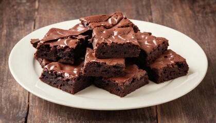  Deliciously tempting chocolate brownies on a plate