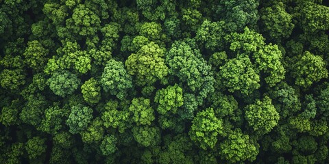 A dense forest filled with an abundance of green trees as seen from above