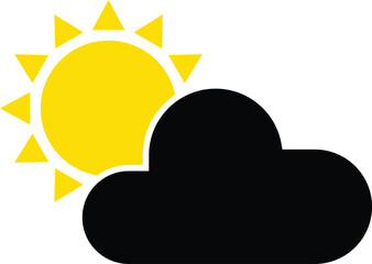 sun and cloud icon symbolizing weather conditions. sun partially obscured by a fluffy cloud evokes a of partly cloudy or mostly sunny weather. vector icon is perfect for weather apps, website design