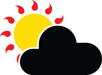 sun and cloud icon symbolizing weather conditions. sun partially obscured by a fluffy cloud evokes a of partly cloudy or mostly sunny weather. vector icon is perfect for weather apps, website design