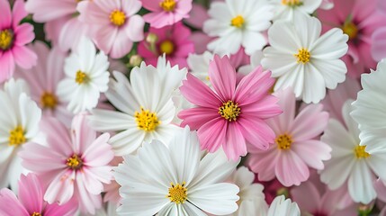 Fototapeta premium Pink and white flowers on colorful background