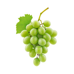Obraz premium Fresh green grapes on a transparent background.