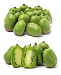 mini kiwi baby fruit (actinidia arguta) on white background 