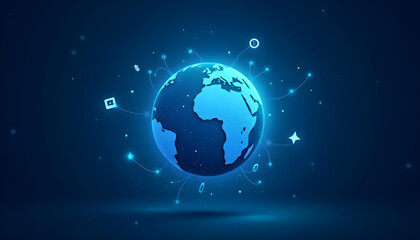blue globe representing global communication internet and technology 8