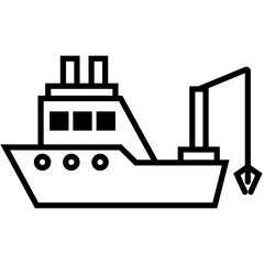 fishing ship icon sea fish