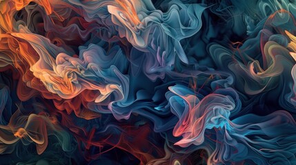 "Abstract Color swirl patterns with intricate details, reminiscent of traditional Japanese ink art, flowing and dynamic design, with a touch of surrealism, highly detailed and complex, perfect 