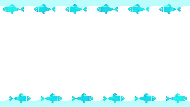 Hand drawn fish illustration border