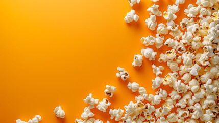 Popcorn border isolated on yellow and orange background