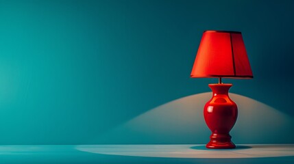 Red lamp on blue background