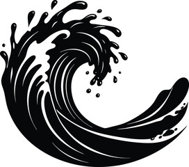 Water Splash wave illustration black and white