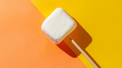 Russian Marshmallow Zefir on a stick on yellow and orange background