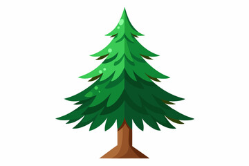 A Single Green Pine Tree with a Brown Trunk