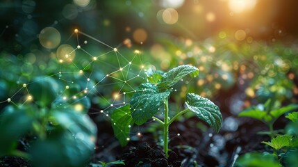 Cutting-Edge Smart Farming Technology Monitoring System with IoT Sensors, Soil Moisture, and Crop Health Data Displayed on Blank Screen