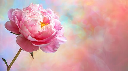 Fototapeta premium Soft pink peony on colorful background