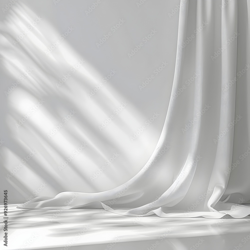 Poster clean white backdrop with smooth shadows for product presentation and showcase