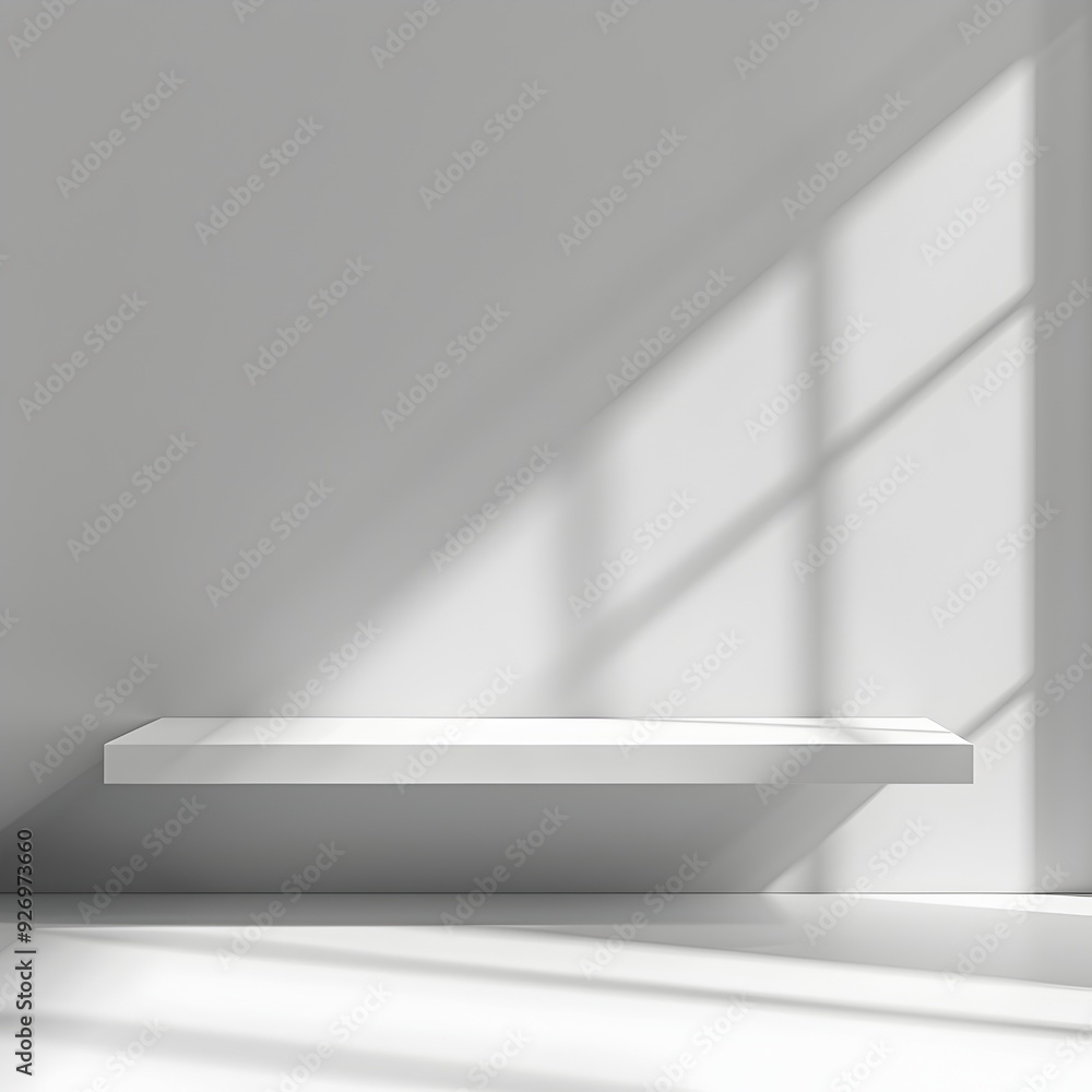 Poster clean white background with smooth shadows for showcasing and presenting products in a minimalist in