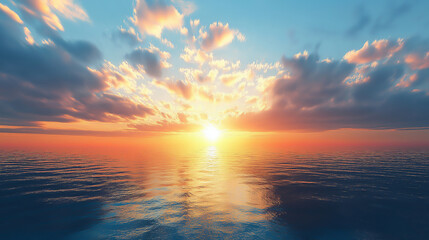 beautiful dramatic sunset over sea sunlight blue sky sea level landscape