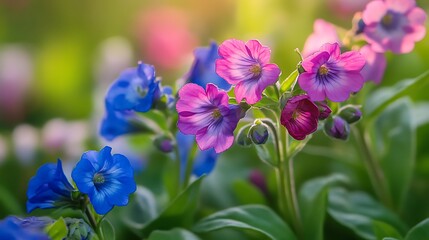 Purple and Blue Flowers in a Garden