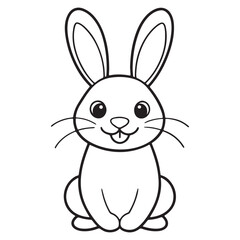 Adobe IllustratCute kawaii bunny and baby cartoon character coloring page vector illustration. Pet animal, mothers day colouring page for kidsor Artwork.